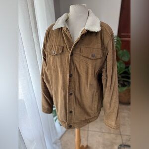 Brooklyn Cloth Sherpa Lined Corduroy Trucker Jacket Brown Tan Size‎ L